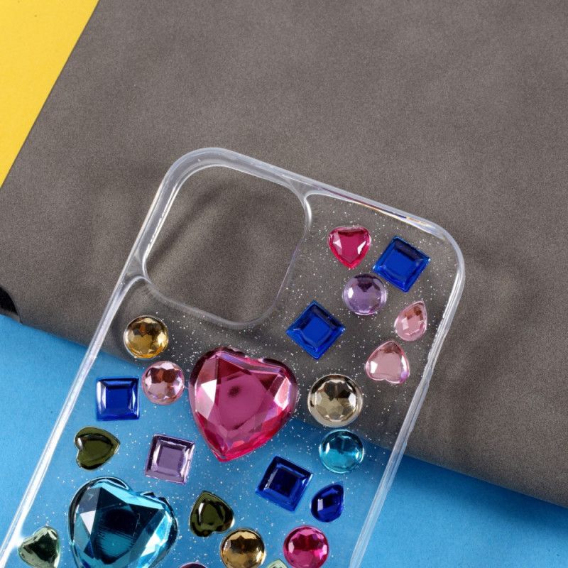 Coque iPhone 12 / 12 Pro Silicone Transparent Et Pierres Précieuses