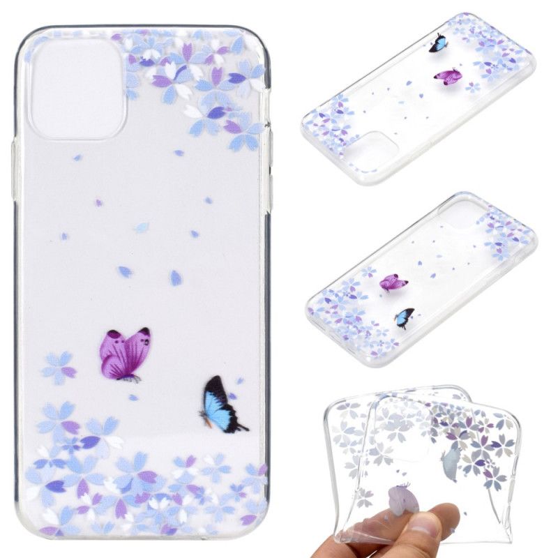 Coque iPhone 12 / 12 Pro Transparente Papillons Et Fleurs