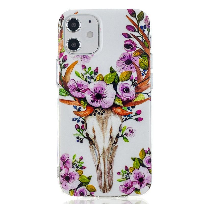 Coque iPhone 12 / 12 Pro Wapiti Fleuri Fluorescente