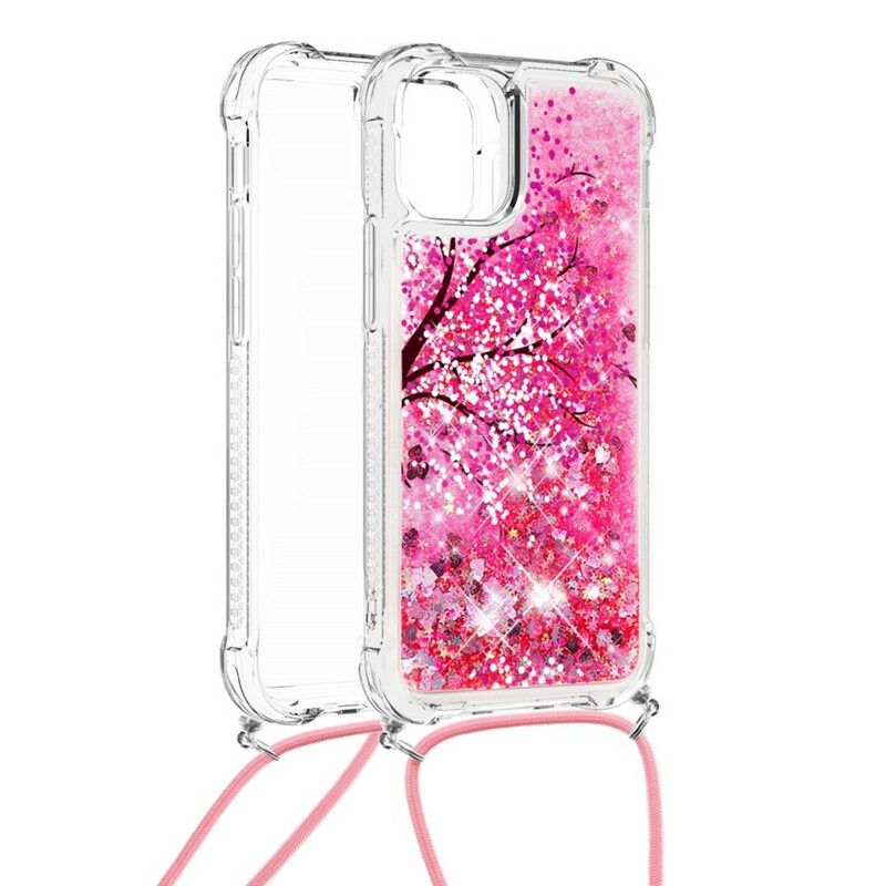 Coque iPhone 13 À Cordon Paillettes Arbre