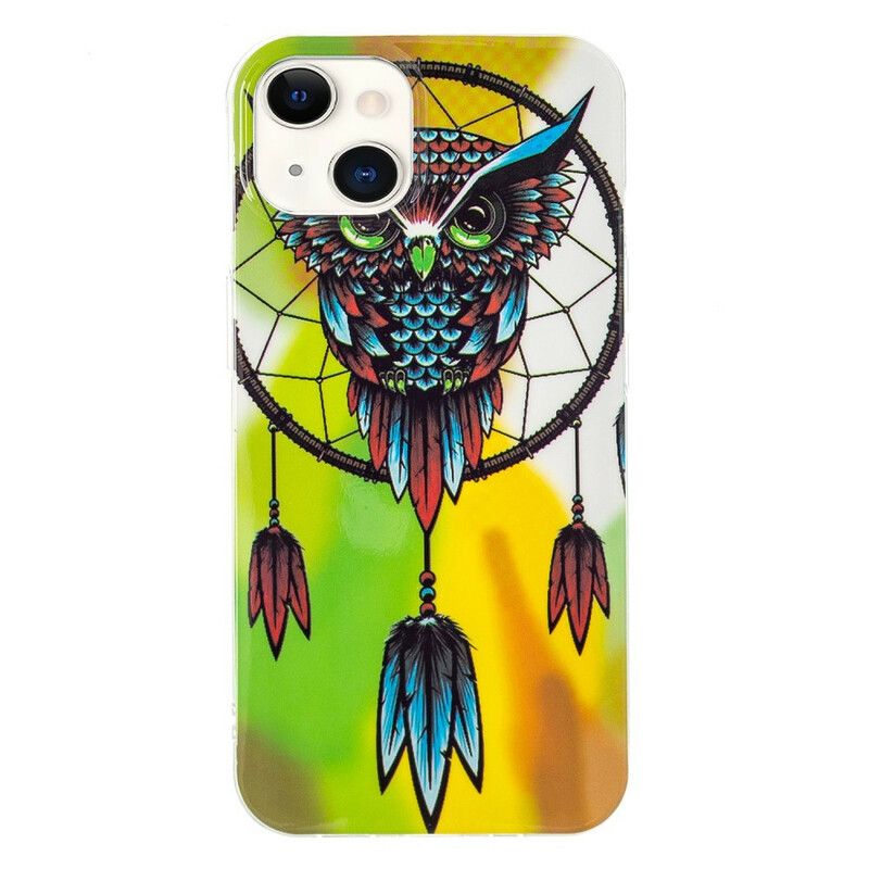 Coque iPhone 13 Attrape Rêves Hibou Fluorescente