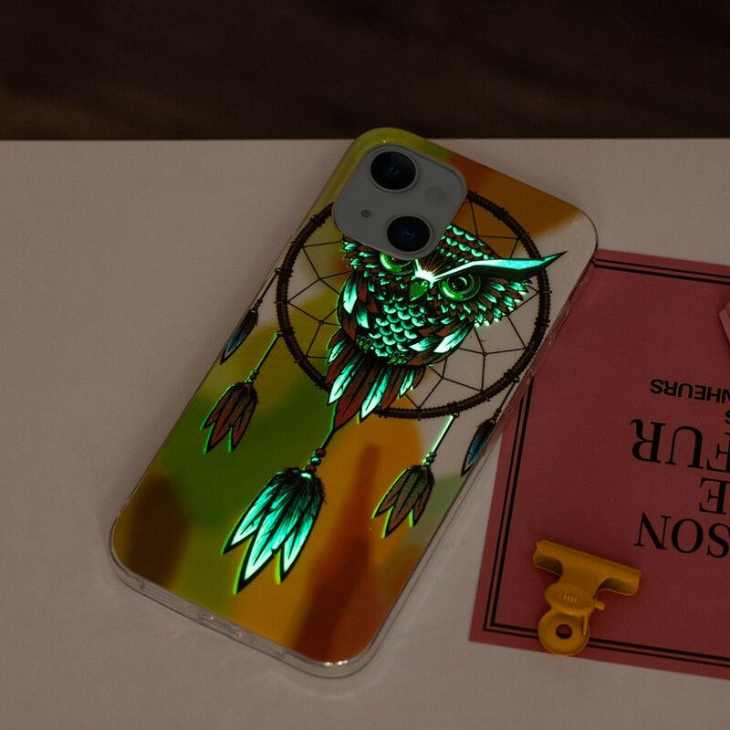 Coque iPhone 13 Attrape Rêves Hibou Fluorescente