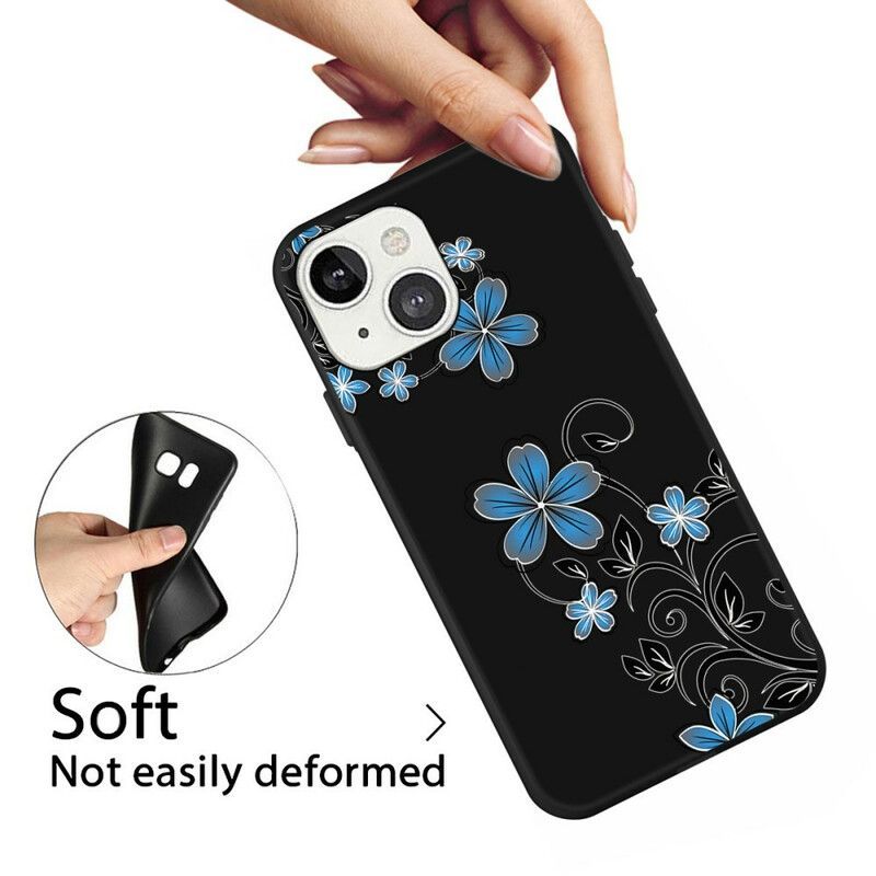 Coque iPhone 13 Fleurs Bleues