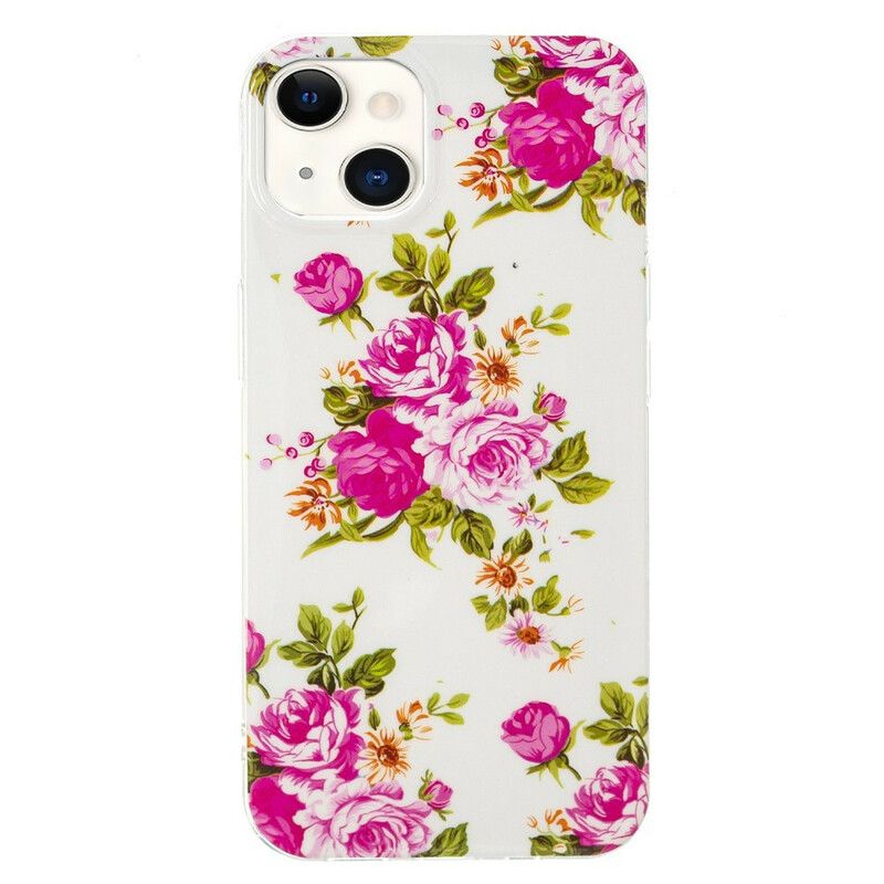 Coque iPhone 13 Fleurs Liberty Fluorescente