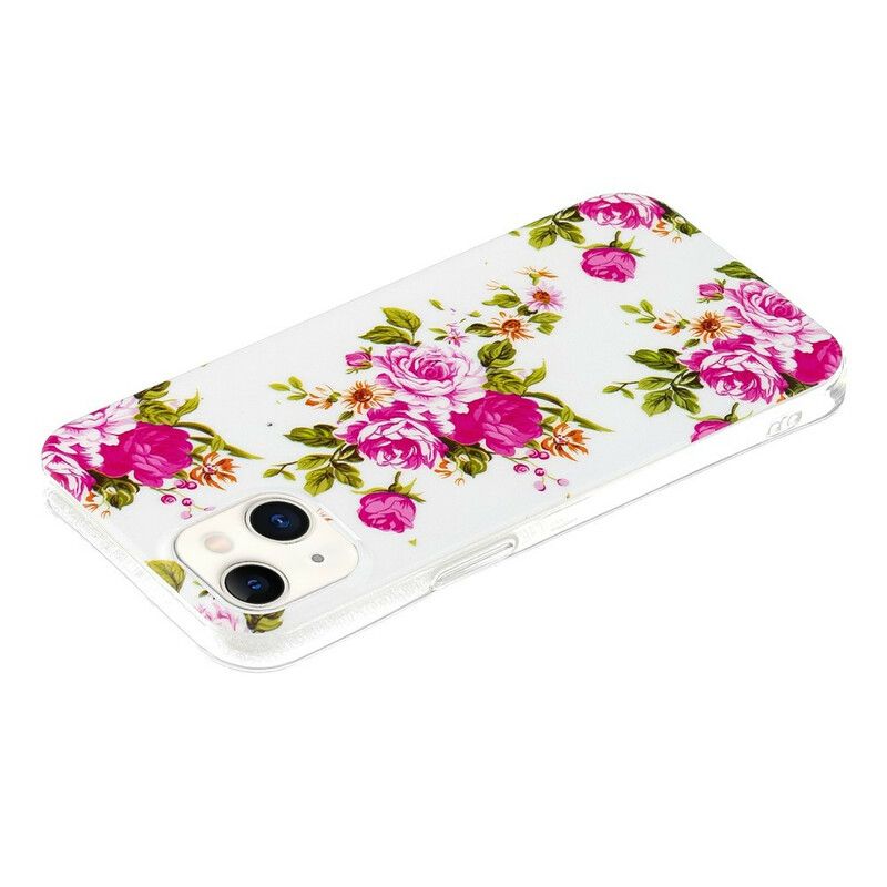 Coque iPhone 13 Fleurs Liberty Fluorescente