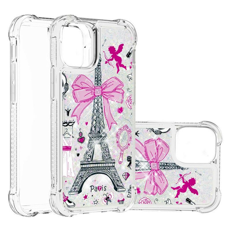 Coque iPhone 13 La Tour Eiffel Paillettes