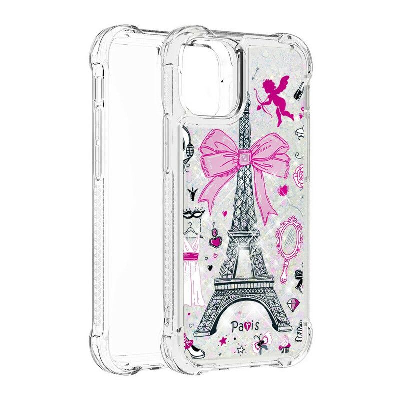 Coque iPhone 13 La Tour Eiffel Paillettes