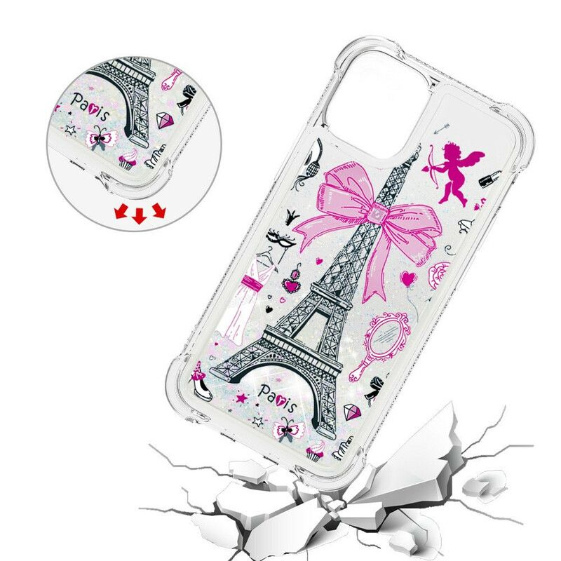 Coque iPhone 13 La Tour Eiffel Paillettes