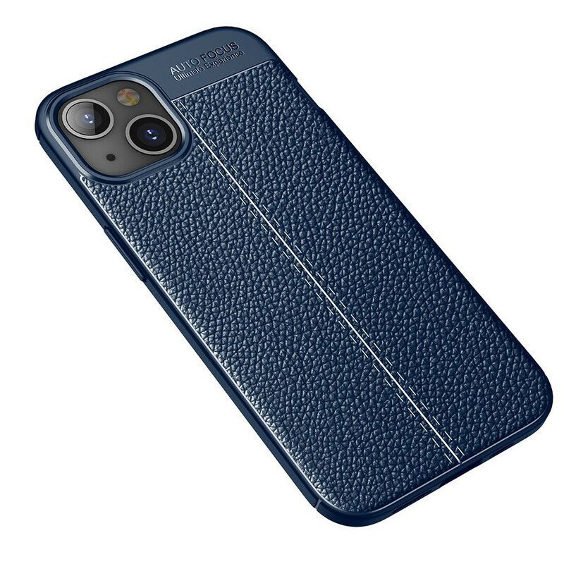 Coque iPhone 13 Mini Effet Cuir Litchi Double Line