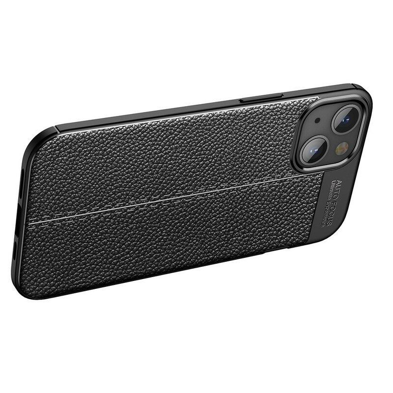 Coque iPhone 13 Mini Effet Cuir Litchi Double Line