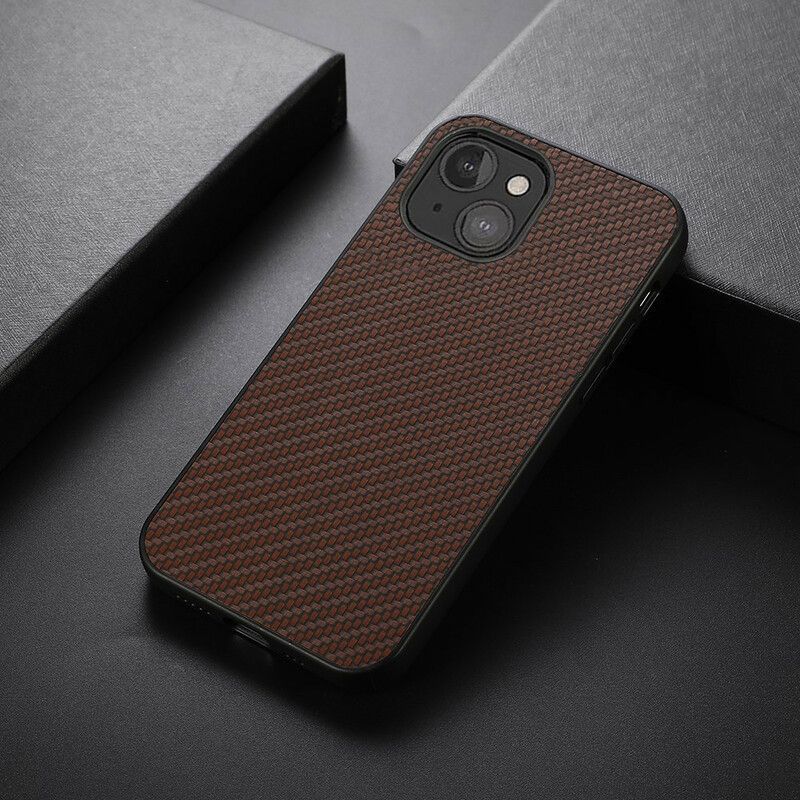 Coque iPhone 13 Mini Effet Cuir Texture Fibre Carbone