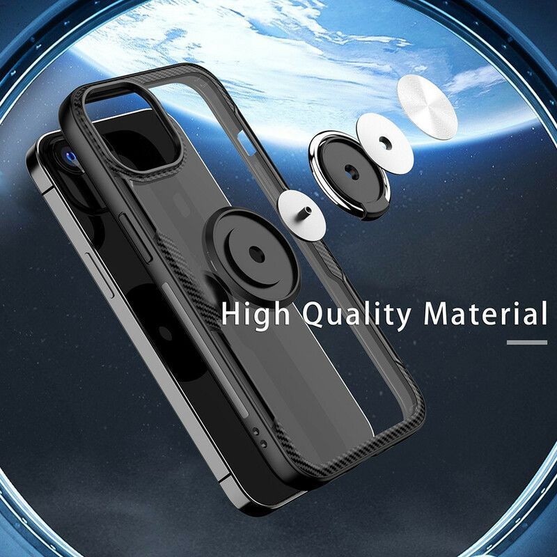 Coque iPhone 13 Mini Fibre Carbone Anneau Métallique