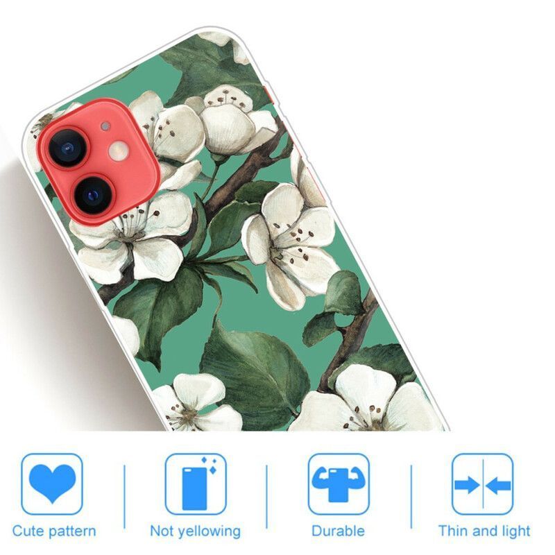 Coque iPhone 13 Mini Fleurs Blanches Peintes