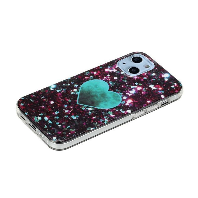 Coque iPhone 13 Mini Marbre Paillettes