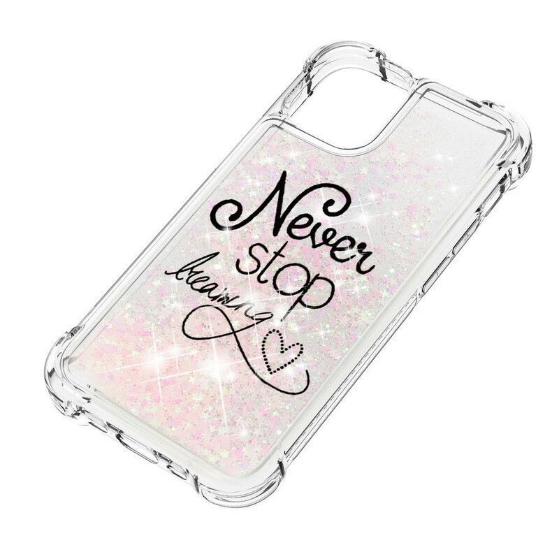 Coque iPhone 13 Mini Never Stop Dreaming Paillettes