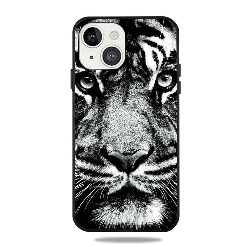 Coque iPhone 13 Mini Tigre Noir Et Blanc