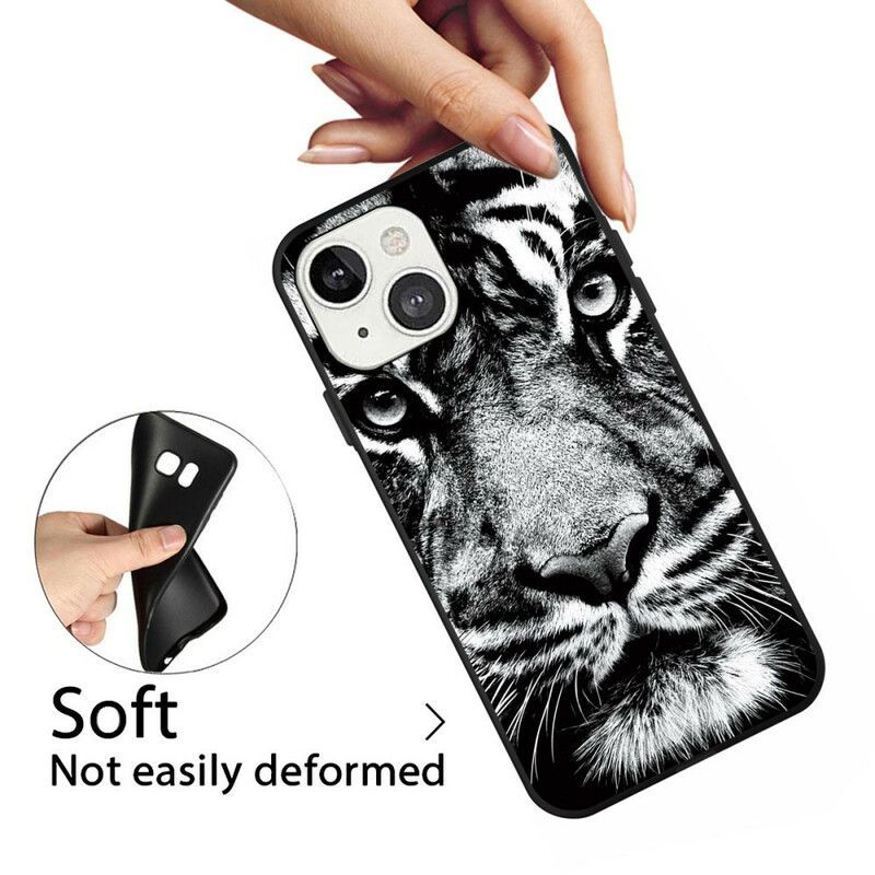 Coque iPhone 13 Mini Tigre Noir Et Blanc