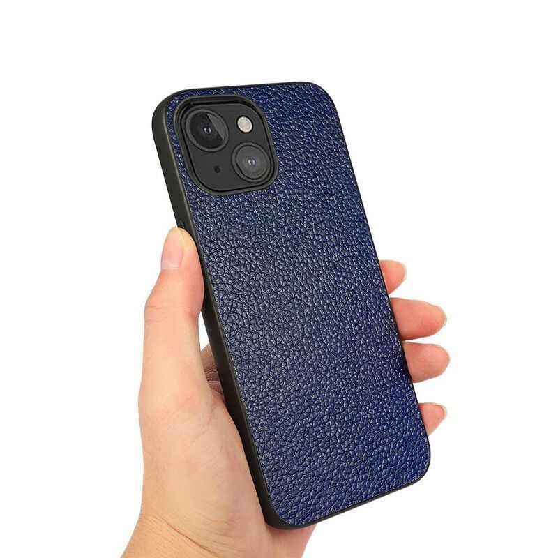 Coque iPhone 13 Mini Véritable Cuir Litchi