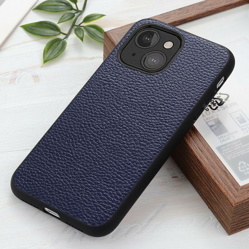 Coque iPhone 13 Mini Véritable Cuir Litchi