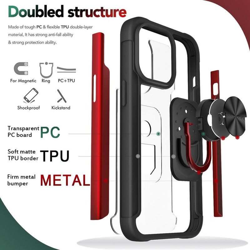 Coque iPhone 13 Pro Effet Métal Anneau-support