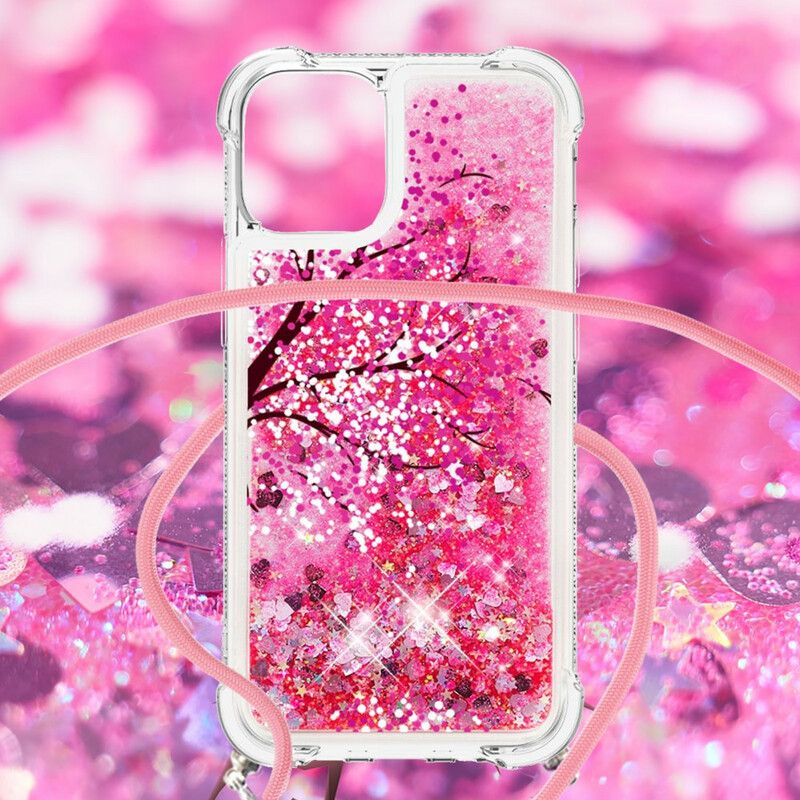 Coque iPhone 13 Pro Max À Cordon Paillettes Arbre