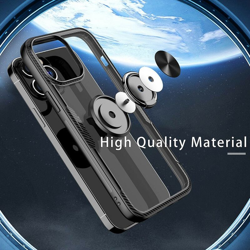 Coque iPhone 13 Pro Max Fibre Carbone Anneau Métallique