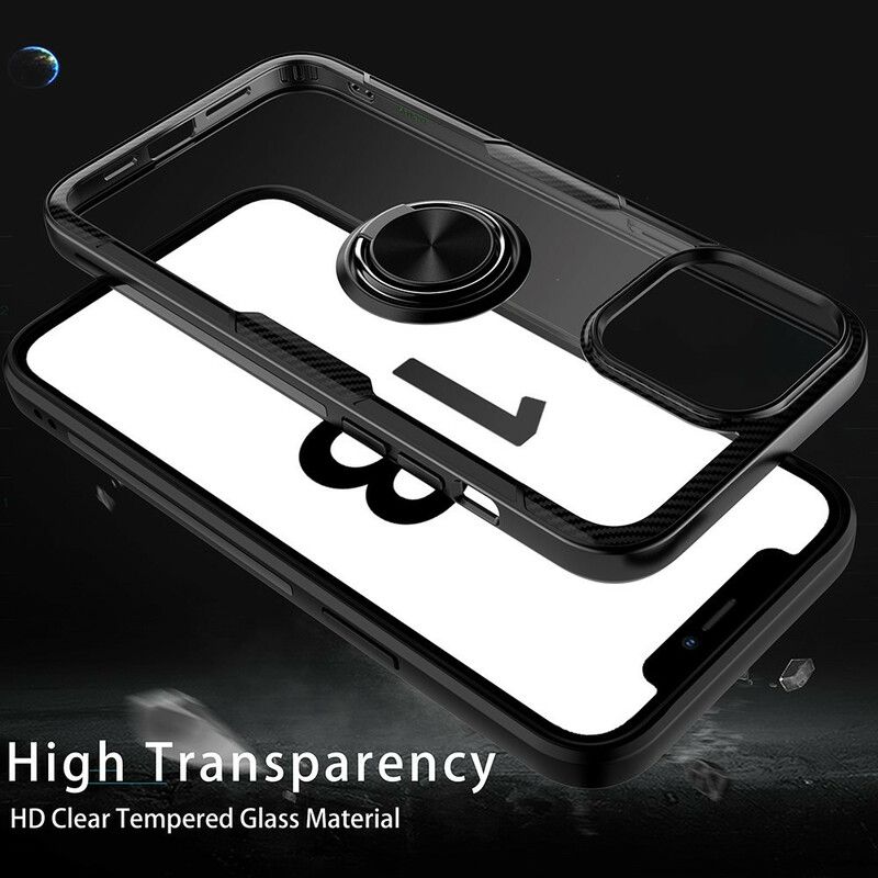 Coque iPhone 13 Pro Max Fibre Carbone Anneau Métallique