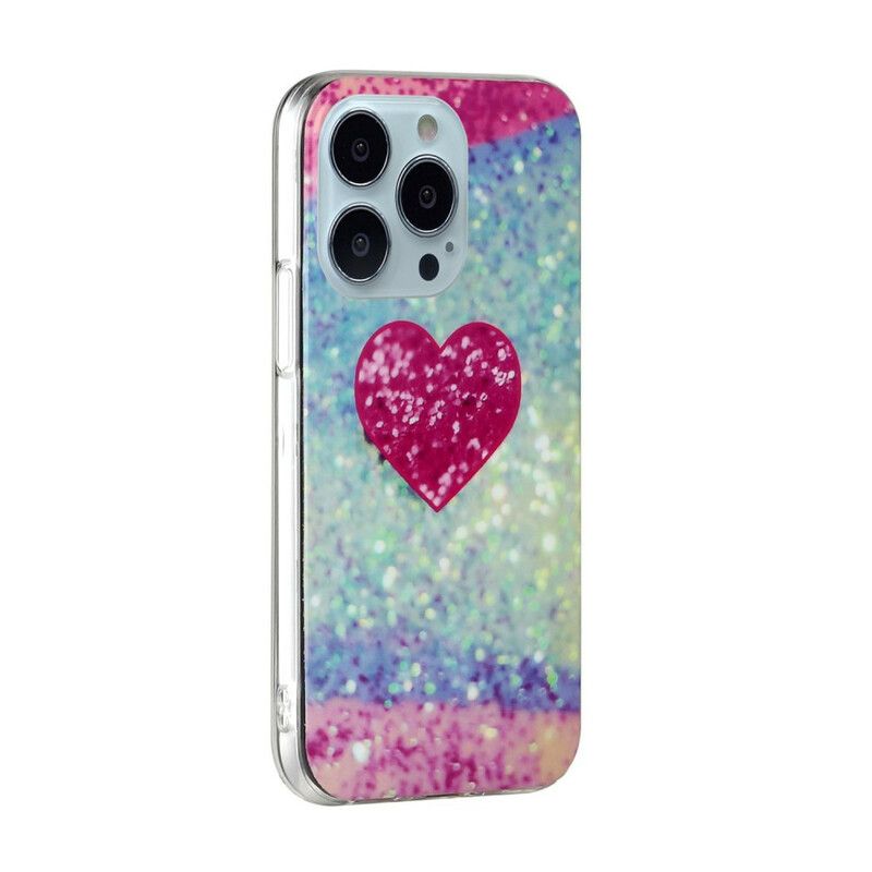 Coque iPhone 13 Pro Max Marbre Paillettes