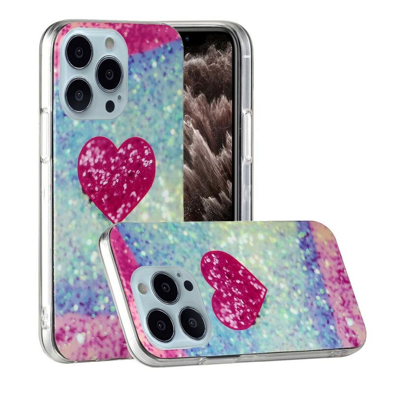 Coque iPhone 13 Pro Max Marbre Paillettes