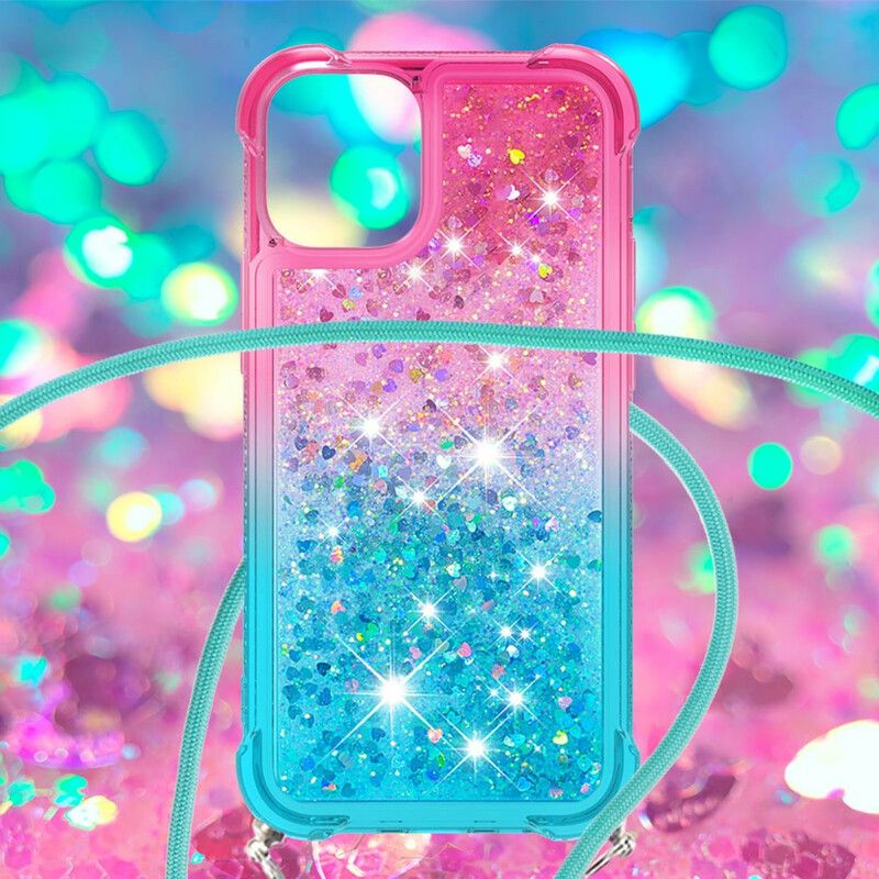 Coque iPhone 13 Pro Max Silicone Paillettes Et Cordon