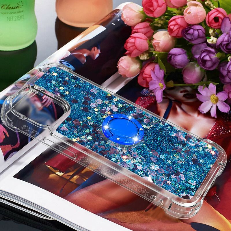 Coque iPhone 13 Pro Paillettes Avec Anneau-support