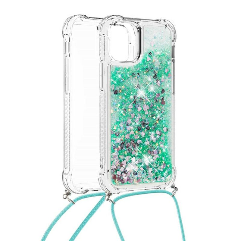 Coque iPhone 13 Pro Paillettes Avec Cordon