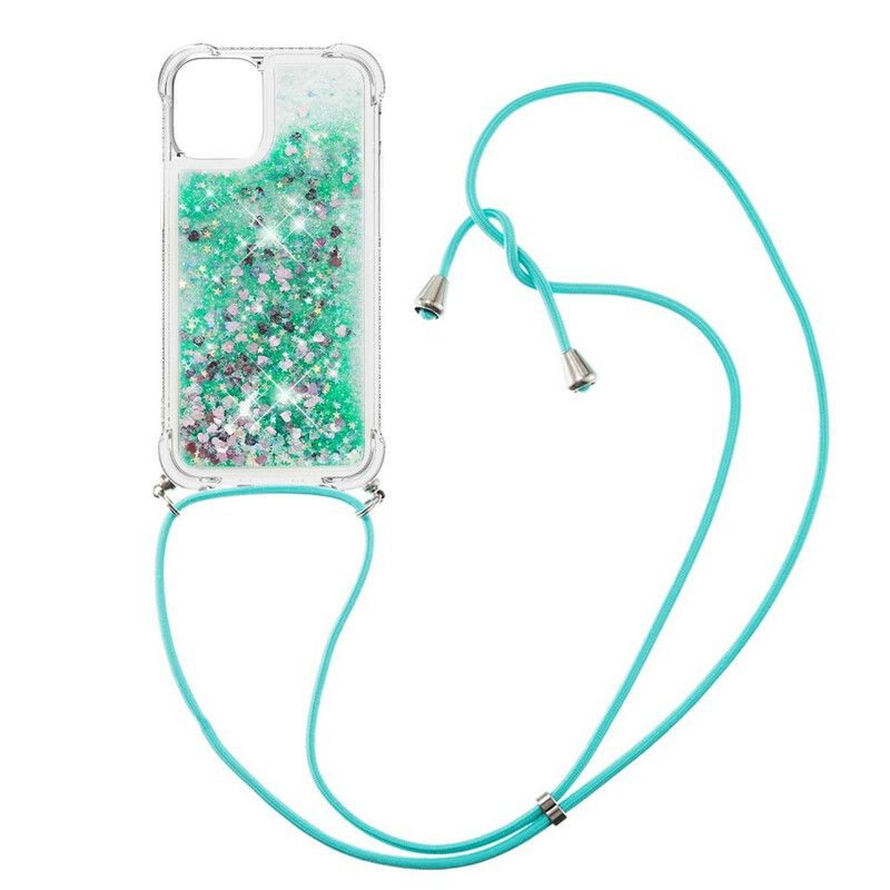 Coque iPhone 13 Pro Paillettes Avec Cordon