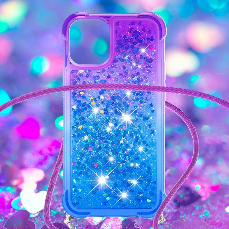 Coque iPhone 13 Silicone Paillettes Et Cordon