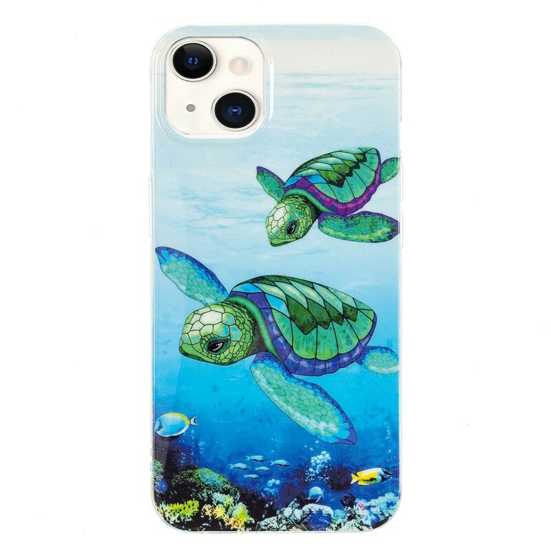 Coque iPhone 13 Tortues Fluorescente