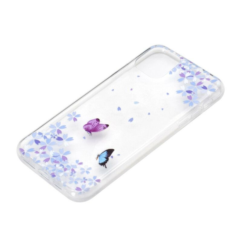 Coque iPhone 13 Transparente Papillons Et Fleurs