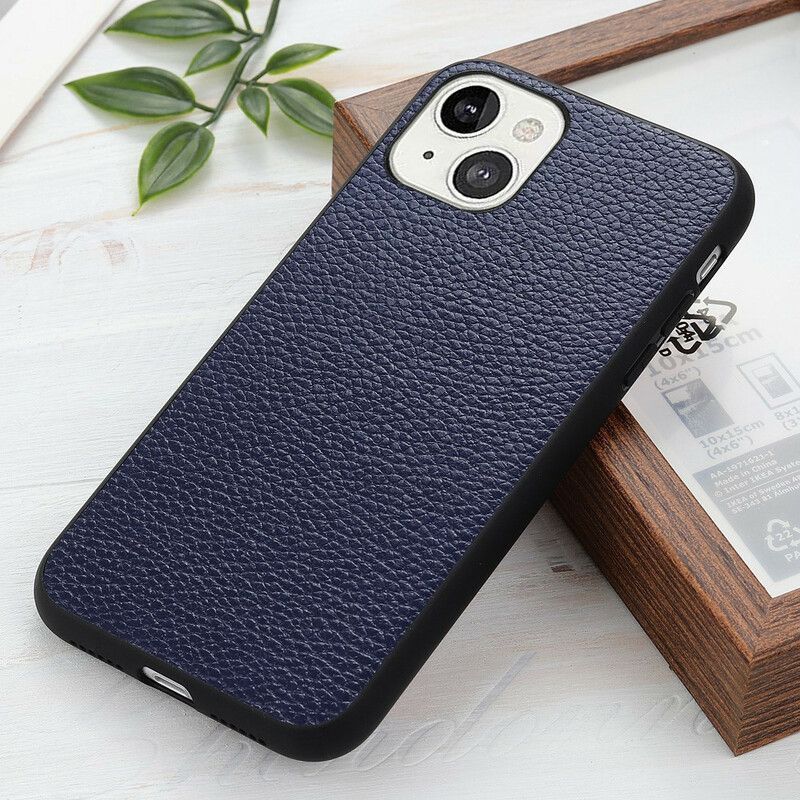 Coque iPhone 13 Véritable Cuir Litchi