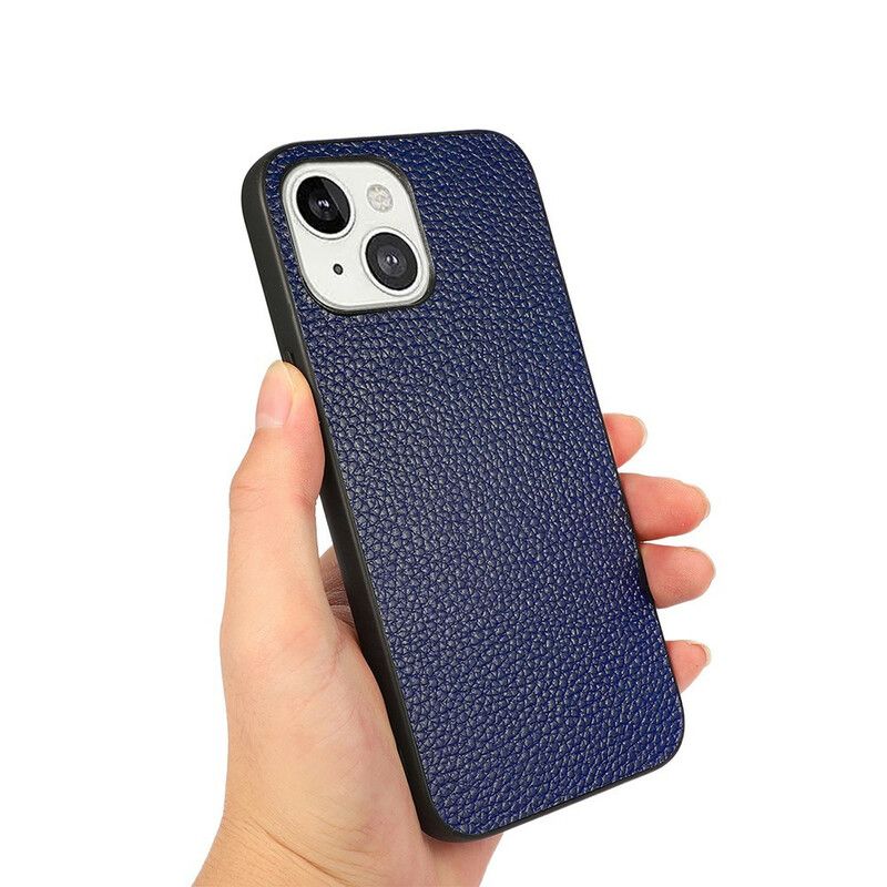 Coque iPhone 13 Véritable Cuir Litchi