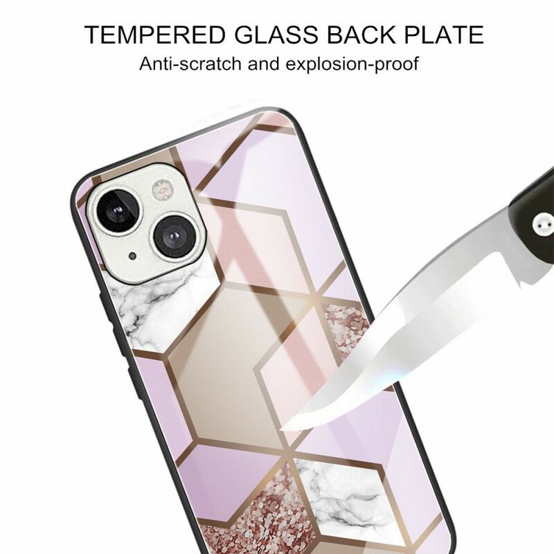 Coque iPhone 13 Verre Trempé Marbre Géométrie