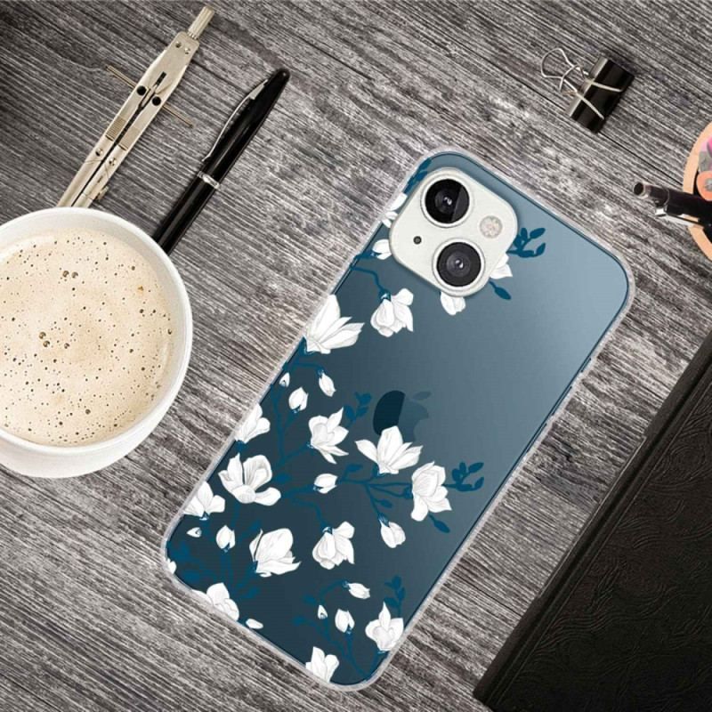 Coque iPhone 14 Plus Fleurs Blanches