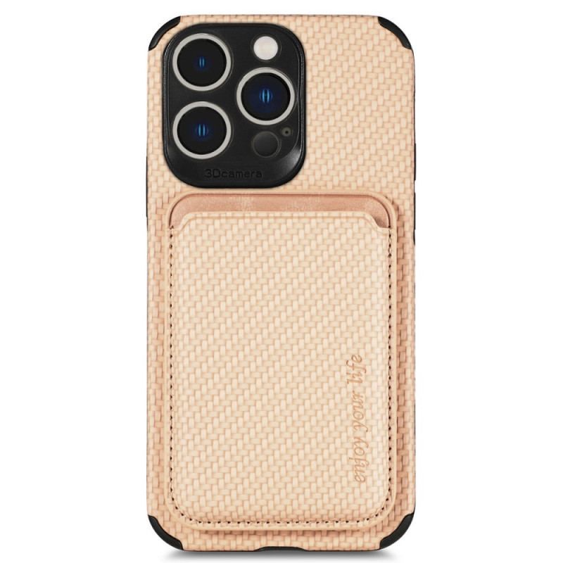 Coque iPhone 14 Pro Fibre de Carbone et Portefeuille Magnétique