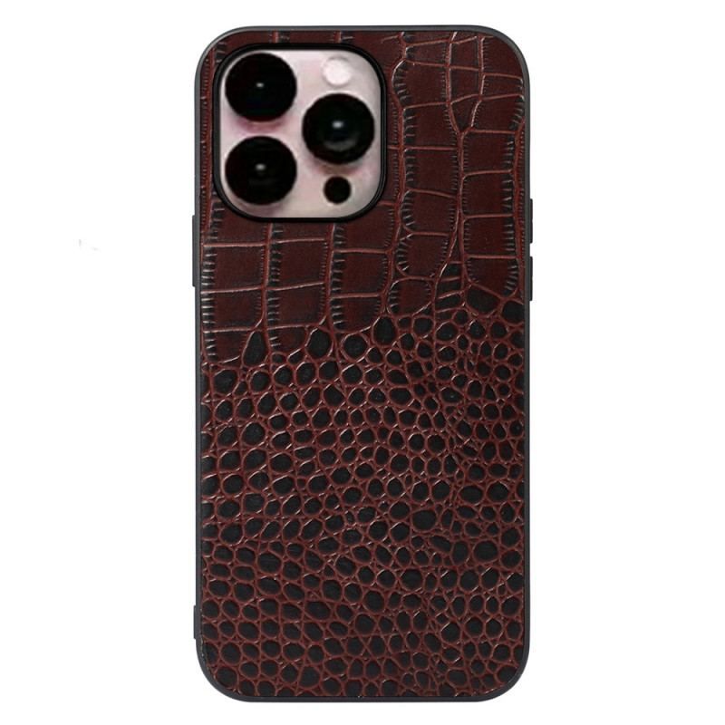 Coque iPhone 14 Pro Max Cuir Véritable Texture Crocodile