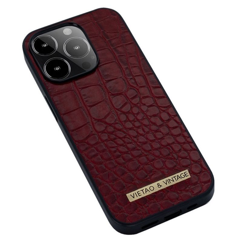 Coque iPhone 14 Pro Simili Cuir Crocodile VIETAO