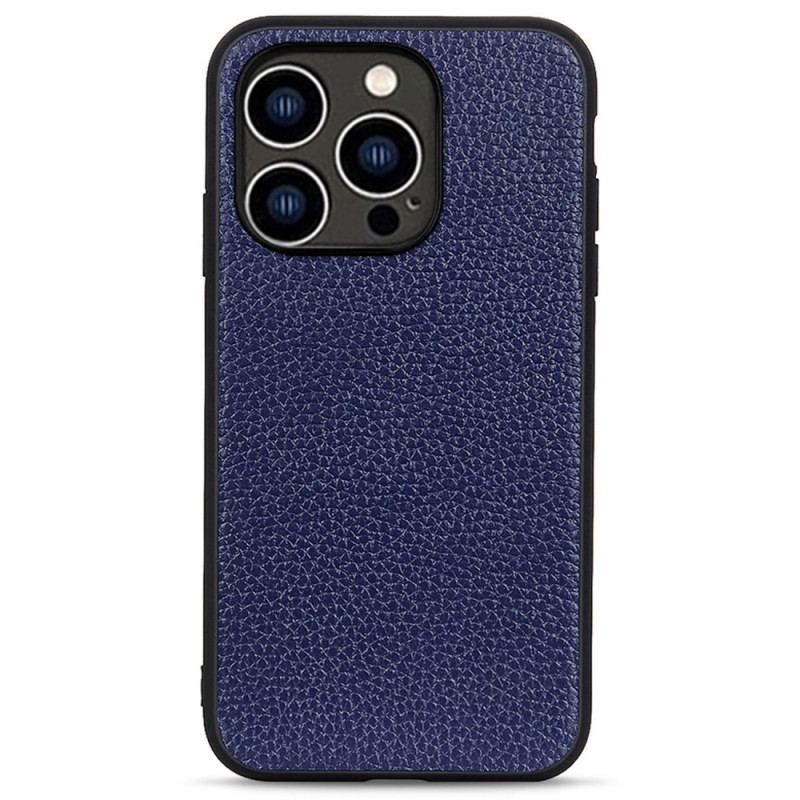 Coque iPhone 14 Pro Véritable Cuir Litchi