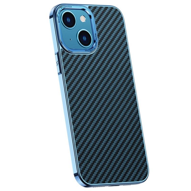 Coque iPhone 14 Simili Cuir Texture fibre Carbone