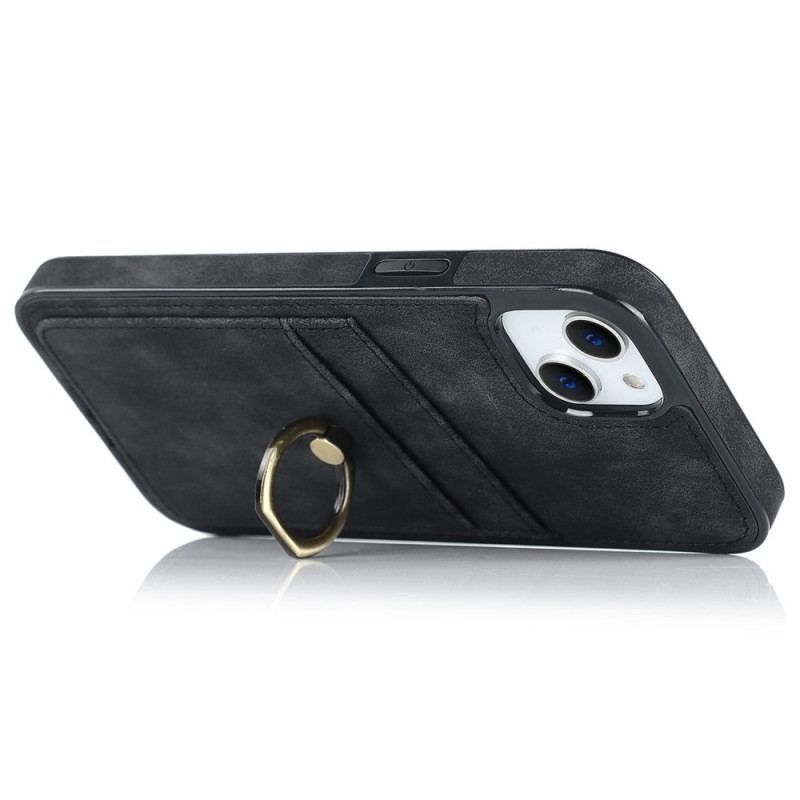 Coque iPhone 14 Vintage Anneau-Support et Porte-Cartes