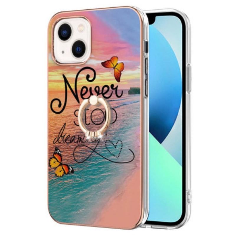 Coque iPhone 15 Plus Anneau-Support Never Stop Dreaming