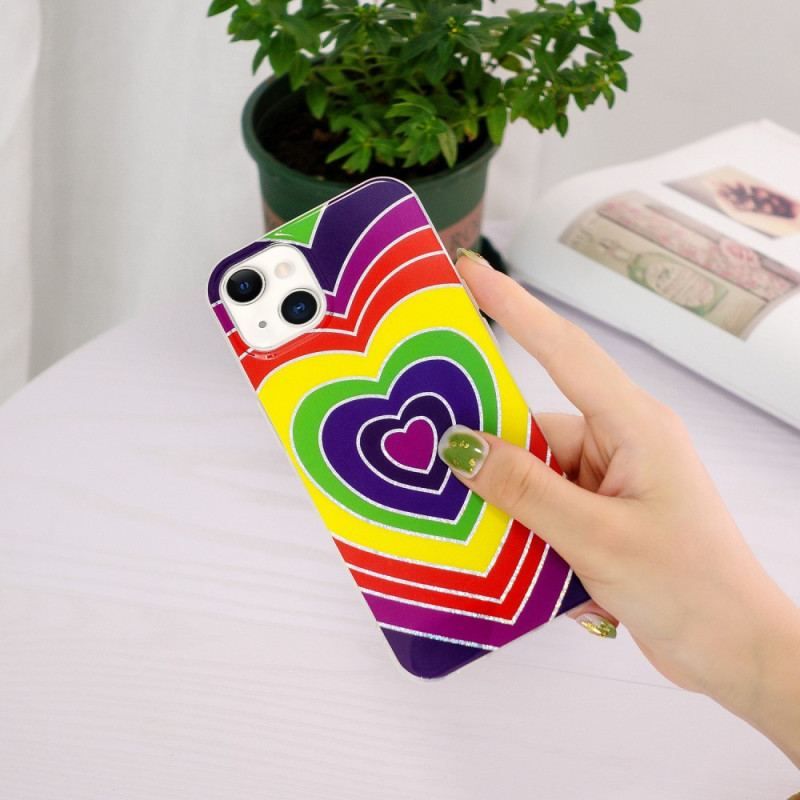 Coque iPhone 15 Plus Coeur Psychédélique