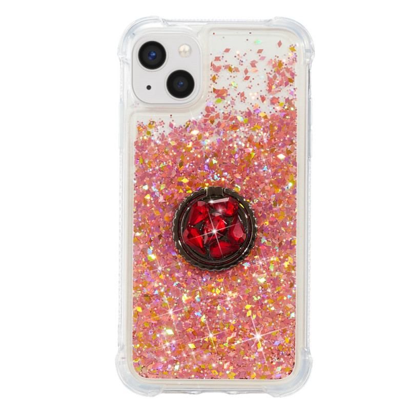 Coque iPhone 15 Plus Paillettes avec Anneau-Support