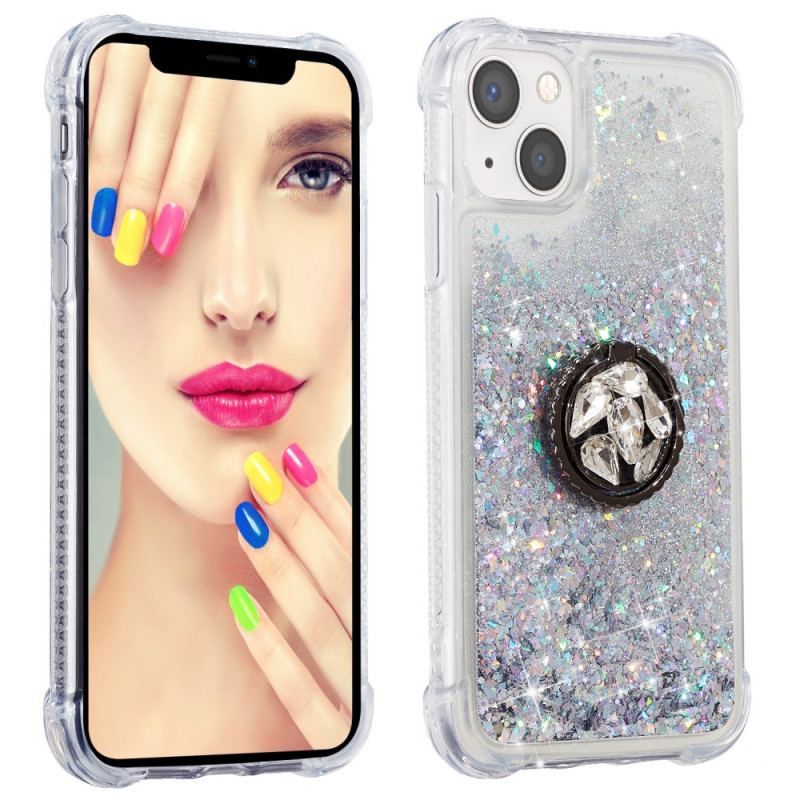 Coque iPhone 15 Plus Paillettes avec Anneau-Support